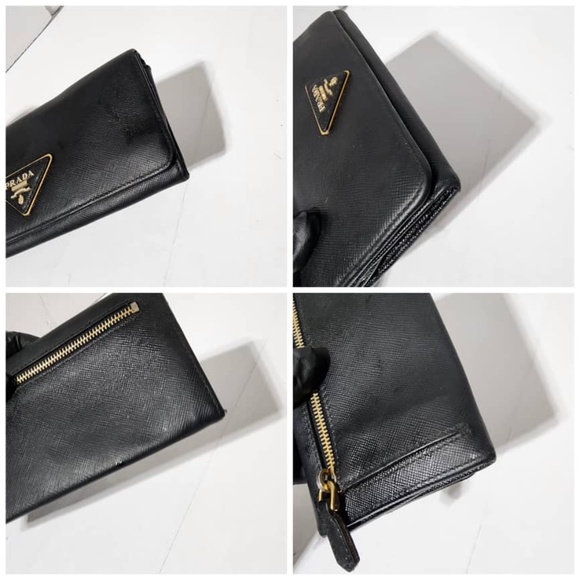 Authentic Prada Saffiano Lux Leather Flap Continental Wallet Black - Picture 10 of 15